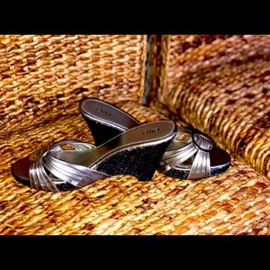 Cato Gray Wedge Heel Sandal. Size 10.